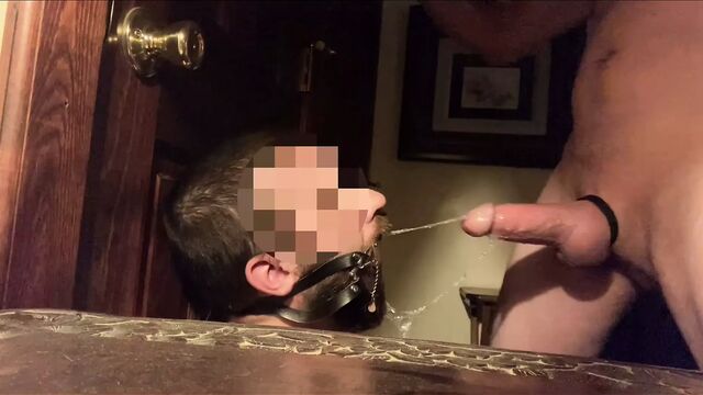 Skull fucked like a fleshlight - mouth open with gag