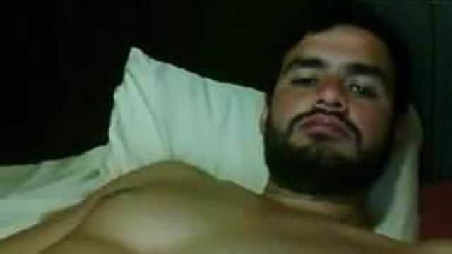 Handsome bearded dude wanking
