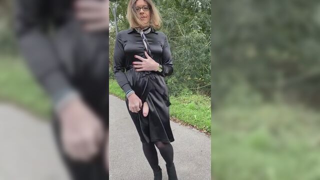 black satin dress light clitty masturbation