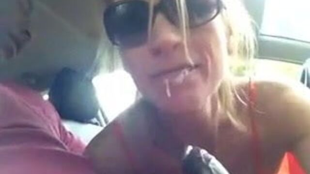 Drunk car blowjob swallow
