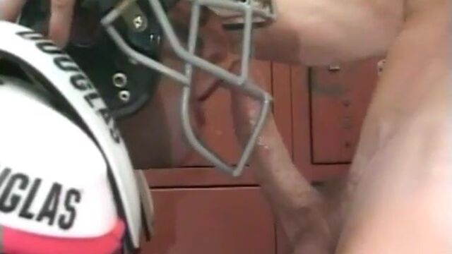 Blowjob through soccer helmet