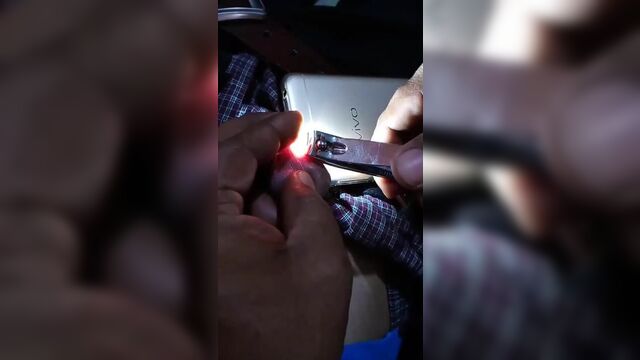 Asian cuts her penis frenulum