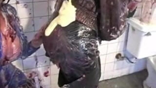 Messy rubber thigh boots!