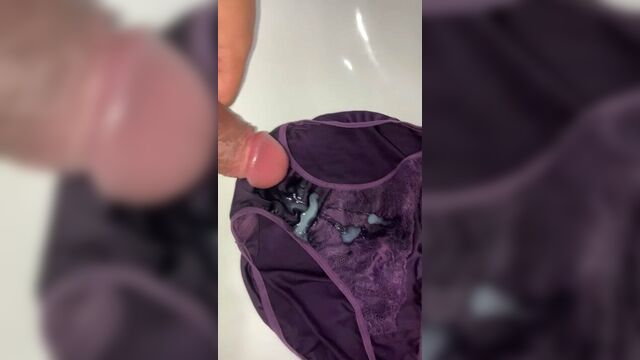 Cum on purple panties