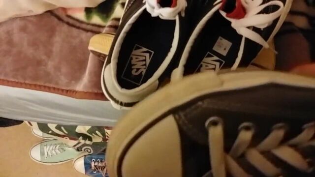 huge cum load on lady's vans sneakers