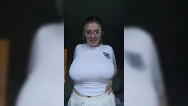 Sexy nerd with huge nips and tits