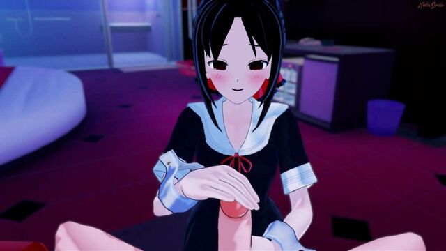 Kaguya Sama swallows a load, missionary creampie POV. Hentai