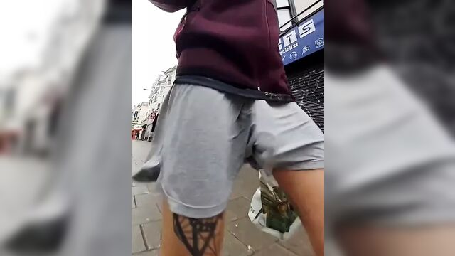 Always put your underwear on if it's windy,big bulge outdoor