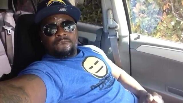 Cute Black Guy Self Facial Cumshot in Car