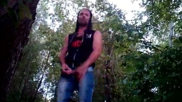 Old Men Jerk off with YMCMB Shirt in Public Wood, Belgium