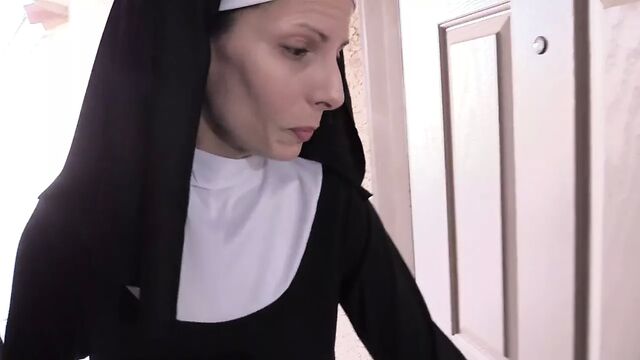 Wife Crazy nun fuck in stocking
