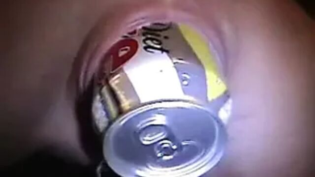 Pierced MILF with huge ring on her clit hood and bottle in
